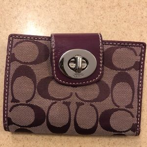 Coach purple bifold wallet